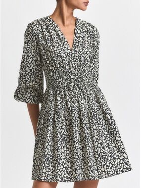 NWOT - Derek Lam 10 Crosby Black Hearts Emma V Neck Cotton Dress - Size 0